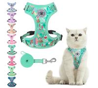 BEAUTYZOO Cat Harness and Leash Set for Walking Escape Proof, Neck Release Adjustable Harnesses for Kitten Puppy Small Medium Large Cats, Soft Cute Easy Control Small Cat Harness for Cats Boy Girls