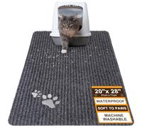 BEAUTYZOO Cat Litter Mat Litter Trapping Mat, 20” x 28”, Durable Cat Litter Box Mat with Scatter Control, Non Slip, Less Waste Kitty Litter Mat, Soft on Paws, Easy to Clean, Waterproof, Grey