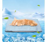BEAUTYZOO Cooling Mat for Cats & Dogs -20" X 12" Ice Silk Cat Cooling Mat, Dual Sided Cool Pad for Crate Kennel, Indoor Kitten Cool Sleeping Bed for Summer,Blue