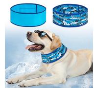 BEAUTYZOO Dog Cooling Bandana, 2-Pack Instant Chill Ice Neck Cooler Wrap for Outdoor Summer, Adjustable Reusable Pet Scarf Lasts 2 Hours, Heat Relief Prevent Sunstroke for Small Dogs 20"-26" Shark