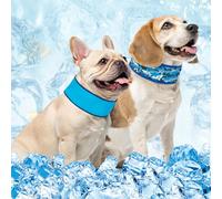 BEAUTYZOO Dog Cooling Bandana, 2-Pack Instant Chill Ice Neck Cooler Wrap for Outdoor Summer, Adjustable Reusable Pet Scarf Lasts 2 Hours, Heat Relief Prevent Sunstroke for Small Dogs 17"-22" Shark