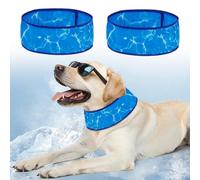 BEAUTYZOO Dog Cooling Bandana,2-Pack Instant Chill Ice Neck Cooler Wrap for Outdoor Summer,Adjustable Reusable Pet Scarf Lasts 2 Hours,Heat Relief Prevent Sunstroke for Small Dogs 20"-26" Ripples