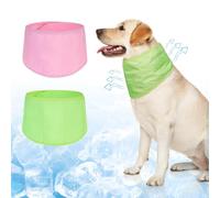 BEAUTYZOO Dog Cooling Bandana for Small Dogs, Instant Chill Out Ice Scarf Pet Bandanas, 2 Pack Adjustable Neck Wrap Cooler,Heat Relief Outdoor Camping Training,Green Pink L