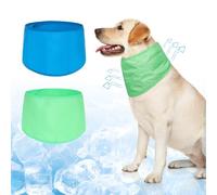 BEAUTYZOO Dog Cooling Bandana for Small Dogs, Instant Chill Out Ice Scarf Pet Bandanas, 2 Pack Adjustable Neck Wrap Cooler,Heat Relief Outdoor Camping Training,Green Blue M