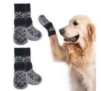 BEAUTYZOO Dog Socks to Prevent Licking Paws, Dog Booties for Small Medium Large Senior Dogs Grip Socks, Traction Control Dogs Shoes Paw Protectors for Hardwood Floors Anti Slip, Buffalo Plaid XL