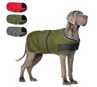 BEAUTYZOO Dog Winter Coat for X-Large Dogs, Waterproof Canvas Jackets | Warm Fleece Great Dane Sweater, Reflective Cold Weather Coats, Windproof Blanket Clothes for Female Male Doggie, Green XL
