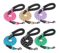 BEAUTYZOO Heavy Duty Rope Dog Lead 6 Pack, 5FT Nylon Pet Leash with Reflective Thread, Soft Padded Handle Thick Lead Leash for Large Medium Dogs Small Puppy