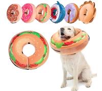 BEAUTYZOO Inflatable Dog Cone Collar Soft, Dog Donut Collar after Surgery for X-Large Dogs, Blow up Puppy Neck Recovery Collar Head Cone for Dogs to Prevent Licking, Brown Burger, XL