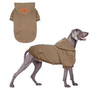 BEAUTYZOO Large Dog Hoodie Sweater with Pockets, Dog Clothes for Small Medium Dogs Boy Girl, Waffle-Like Laminated Cotton Pet Coats with Hat and Leash Hole, Khaki 2XL