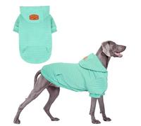 BEAUTYZOO Large Dog Hoodie Sweater with Pockets, Dog Clothes for Small Medium Dogs Boy Girl, Waffle-Like Laminated Cotton Pet Coats with Hat and Leash Hole, Mint Green 3XL