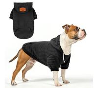 BEAUTYZOO Large Dog Hoodie Sweater with Pockets, Dog Clothes for Small Medium Dogs Boy Girl, Waffle-Like Laminated Cotton Pet Coats with Hat and Leash Hole, Black 3XL