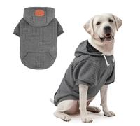 BEAUTYZOO Medium Dog Hoodie Sweater with Pockets, Dog Clothes for Small Medium Dogs Boy Girl, Waffle-Like Laminated Cotton Pet Coats with Hat and Leash Hole, Dark Grey XL