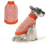 BEAUTYZOO Medium Dog Sweater, Fall Dog Sweater for Dogs Girls Boys Female Male, Color Block with Fuzzy Thread Knitted Turtleneck Dog Knitwear with Dots for Small Dogs Fall Winter Dog Clothes, Orange M