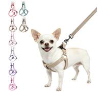BEAUTYZOO No Pull Linen Dog Harness and Leash Set - Adjustable Step-in Puppy Harness for Small Medium Large Dogs, Escape Proof Soft Vest with Double D Ring for Walking Running Training,Khaki S