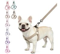 BEAUTYZOO No Pull Linen Dog Harness and Leash Set - Adjustable Step-in Puppy Harness for Small Medium Large Dogs, Escape Proof Soft Vest with Double D Ring for Walking Running Training,Khaki M