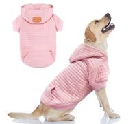 BEAUTYZOO Small Dog Hoodie Sweater with Pockets, Dog Clothes for Small Medium Dogs Boy Girl, Waffle-like Laminated Cotton Pet Coats with Hat and Leash Hole, All Weather Coat for Puppy Doggie Chihuahua