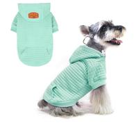 BEAUTYZOO Small Dog Hoodie Sweater with Pockets, Dog Clothes for Small Medium Dogs Boy Girl, Waffle-Like Laminated Cotton Pet Coats with Hat and Leash Hole, Mint Green S