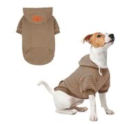 BEAUTYZOO Small Dog Hoodie Sweater with Pockets, Dog Clothes for Small Medium Dogs Boy Girl, Waffle-Like Laminated Cotton Pet Coats with Hat and Leash Hole, Khaki XS