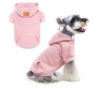 BEAUTYZOO Small Dog Hoodie Sweater with Pockets, Dog Clothes for Small Medium Dogs Boy Girl, Waffle-like Laminated Cotton Pet Coats with Hat and Leash Hole, All Weather Coat for Puppy Doggie Chihuahua