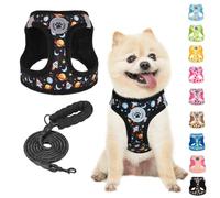 BEAUTYZOO Step in Dog Harness and Leash Set,Reflective Dog Harness No Pull No Choke Puppy Harness for Small Medium Dogs Cats,Soft Padded Mesh Vest Harnesses for Girl and Boy Pets,Planet Black M
