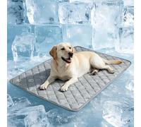 BEAUTYZOO Upgraded Dog Self Cooling Mat Ice Silk Chill Thickened Pads for Small Medium Large Dogs Summer Reusable Pet Training Pad Absorbent Non Slip Mat,Grey 28IN x 47IN