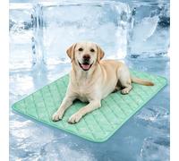 BEAUTYZOO Upgraded Dog Self Cooling Mat Ice Silk Chill Thickened Pads for Small Medium Large Dogs Summer Reusable Pet Training Pad Absorbent Non Slip Mat,Aqua 28IN x 47IN