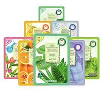 BeauuGreen Korean Face Masks Sheets 8-pk from Natural Plant Extracts - Anti-aging care with Natural Collagen, Aloe, Green Tea, Vitamins and Coenzyme Q10 for skin elasticity