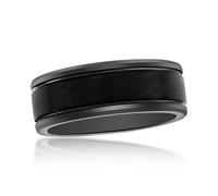 Beaux Bijoux Men's Brushed and Polished Black Tungsten Ring - Comfort Fit Ring for Men, Metal, No Gemstone