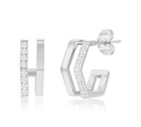Beaux Bijoux Men's Geometric Hoop in Stainless Steel - Simulated Diamond CZ Hoop Earrings for Men - Hypoallergenic Earrings for Him