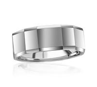 Beaux Bijoux Men's High Polished Faceted Tungsten Ring - Comfort Fit Ring for Men - Fine Jewelry Gift for Him, Metal, No Gemstone