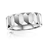 Beaux Bijoux Men's High Polished Faceted Tungsten Ring - Comfort Fit Ring for Men - Fine Jewelry Gift for Him, Metal, No Gemstone