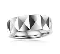 Beaux Bijoux Men's High Polished Square Faceted Tungsten Ring - Comfort Fit Ring for Men, Metal, No Gemstone