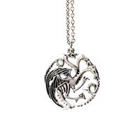 Beaux Bijoux Three Headed Dragon Pendant Necklace Targaryen Sigil Silver