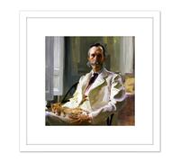 Beaux Man Cat Henry Sturgis Drinker Painting 8X8 Inch Square Wooden Framed Wall Art Print Picture with Mount Artery8 White One Size