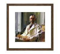 Beaux Man Cat Henry Sturgis Drinker Painting 8X8 Inch Square Wooden Framed Wall Art Print Picture with Mount Artery8 Brown One Size