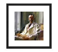 Beaux Man Cat Henry Sturgis Drinker Painting 8X8 Inch Square Wooden Framed Wall Art Print Picture with Mount Artery8 Black One Size