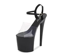 BeAUZQ Women's High Heel 20Cm High Heels Sexy Stripper Stage Performance Pole Dancing High Heels Nightclub Party Dance High Heels Plus Size Unisex,Black,37