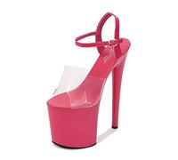 BeAUZQ Women's High Heel 20Cm High Heels Sexy Stripper Stage Performance Pole Dancing High Heels Nightclub Party Dance High Heels Plus Size Unisex,Rose red,44