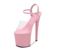 BeAUZQ Women's High Heel 20Cm High Heels Sexy Stripper Stage Performance Pole Dancing High Heels Nightclub Party Dance High Heels Plus Size Unisex,Pink,45