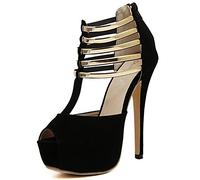 BeAUZQ Women's Open Toe High Heels Sexy Stripper High Heels Plus Size Unisex Platform Stilettos High Heels Fashion Party Dress Wedding Prom Shoes,Black,42