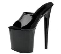 BeAUZQ Women's Sandals High Heel 20CM Stiletto Mules Fashionable modern style Pumps Sexy Stripper Club Pole Dancing Party shoes Size 35-46,Black,43