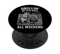 Beaver BBQ Grill Grilling Camping Weekend PopSockets Adhesive PopGrip