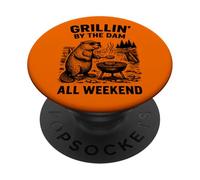 Beaver BBQ Grill Outdoors Camping Weekend PopSockets Adhesive PopGrip