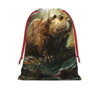 Beaver Christmas Bag Drawstring Bags Large Santa Bag Kids Xmas Presents Storage Assorted Upgrade