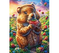Beaver Cub with Berries in A Flower Garden 1000 Piece Pack Classic Jigsaw Puzzle Scenery Science Fiction Couple Puzzle Partners Ultra Difficult Wall Decor Easter New Year Eco Friendly Cardboard 1000