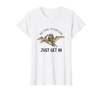 Beaver Get in No Time to Explain Dinosaur Meme Value Graphic T-Shirt, Women, White, XL