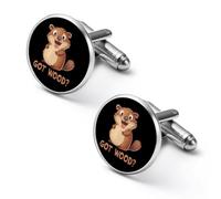Beaver Got Wood Shirt Cufflinks for Men Cuff Links Tie Father Husband Wedding Business 1.7cm