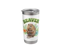 Beaver Groovy Floral Beaver Watercolor Boho Beaver Stainless Steel Insulated Tumbler