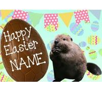 Beaver Happy Easter Personalised Greeting Card A5 Chocolate Egg EE178