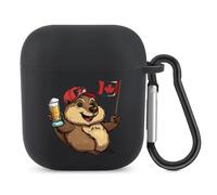Beaver Holding Canada Flag Beer Bluetooth Headset Cover Earbuds Case TPU Headphone Protective Compatible with Airpods 1/2 Black-Color